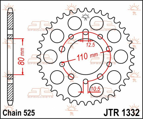 Sprocket Rear 46T 525 JT SPROCKETS JT SPROCKETS MOTOVEIKALS 21