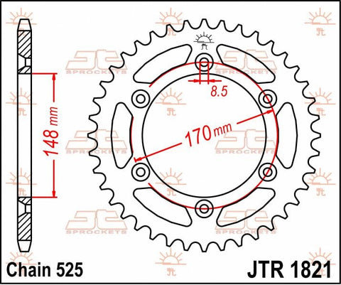 Sprocket Rear 47T 525 JT SPROCKETS JT SPROCKETS MOTOVEIKALS 21