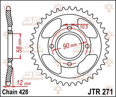 Sprocket Rear 50T 428 JT SPROCKETS JT SPROCKETS MOTOVEIKALS 21