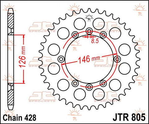 Sprocket Rear 50T 428 JT SPROCKETS JT SPROCKETS MOTOVEIKALS 21
