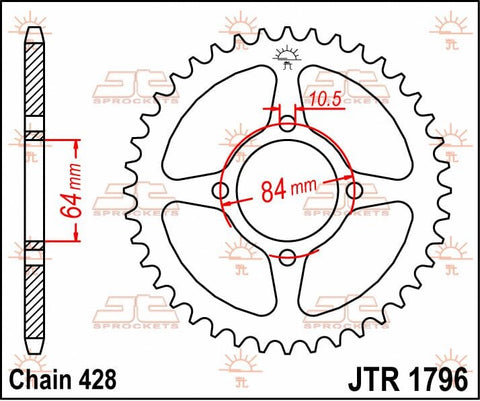 Sprocket Rear 51T 428 JT SPROCKETS JT SPROCKETS MOTOVEIKALS 21