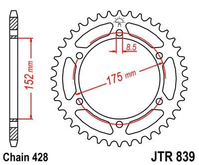 Sprocket Rear 51T 428 JT SPROCKETS JT SPROCKETS MOTOVEIKALS 21