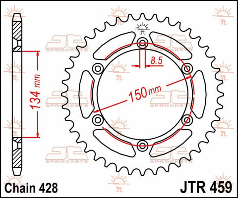 Sprocket Rear 52T 428 JT SPROCKETS JT SPROCKETS MOTOVEIKALS 21