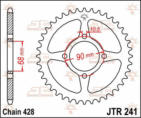 Sprocket Rear 53T 428 JT SPROCKETS JT SPROCKETS MOTOVEIKALS 21