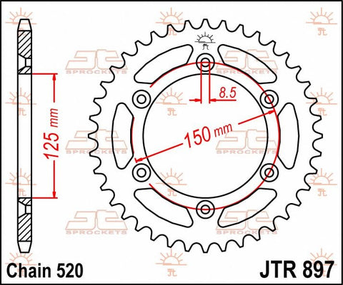 Sprocket Rear 53T 520 JT SPROCKETS JT SPROCKETS MOTOVEIKALS 21