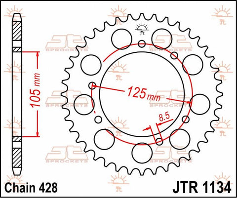 Sprocket Rear 54T 428 JT SPROCKETS JT SPROCKETS MOTOVEIKALS 21
