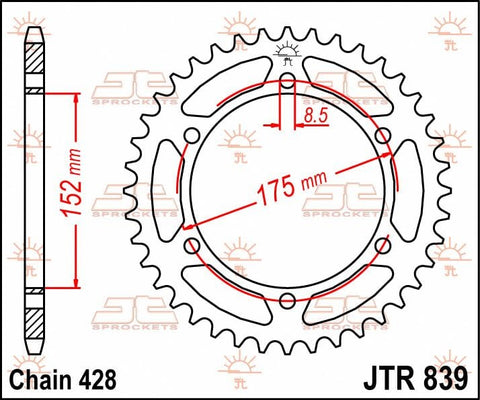 Sprocket Rear 55T 428 JT SPROCKETS JT SPROCKETS MOTOVEIKALS 21