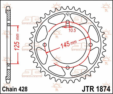 Sprocket Rear 59T 428 JT SPROCKETS JT SPROCKETS MOTOVEIKALS 21