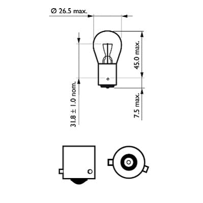 Spuldze PHILIPS BAW15S 12V 21W RED 1GAB PHILIPS MOTOVEIKALS 21