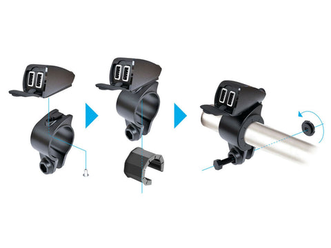 Usb-Fix Trek lietusizturīgs dubultais USB lādētājs LAMPA OPTILINE MOTOVEIKALS 21