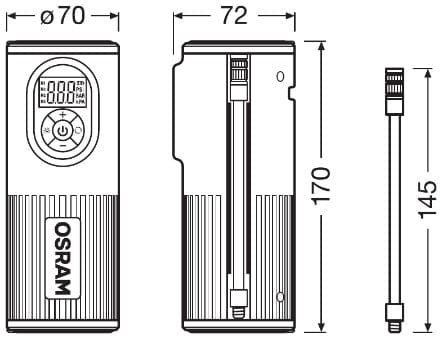 Uzlādējamais kompresors / riepu pumpis 3,7V, 8,3bar OSRAM MOTOVEIKALS 21
