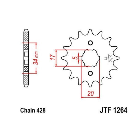 Velkošais zobrats JT / 428 / 14z / JTF1264.14 JT SPROCKETS MOTOVEIKALS 21
