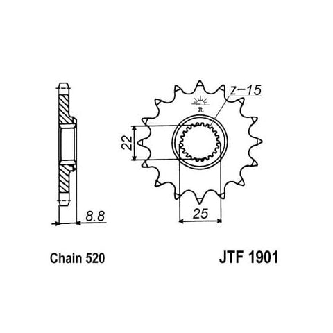 Velkošais zobrats JT / 520 / 13z / JTF1901.13 JT SPROCKETS MOTOVEIKALS 21