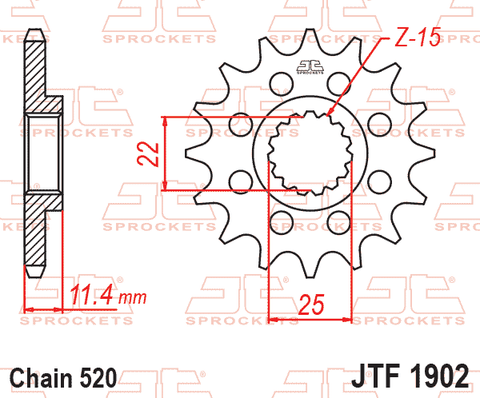 Velkošais zobrats JT / 520 / 17z / JTF1902.17RB JT SPROCKETS MOTOVEIKALS 21