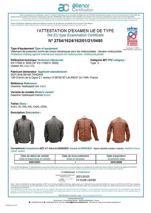 Vīriešu moto ādas jaka GASOLINE GT VESTLEAPAD black 2XL GASOLINE MOTOVEIKALS 21