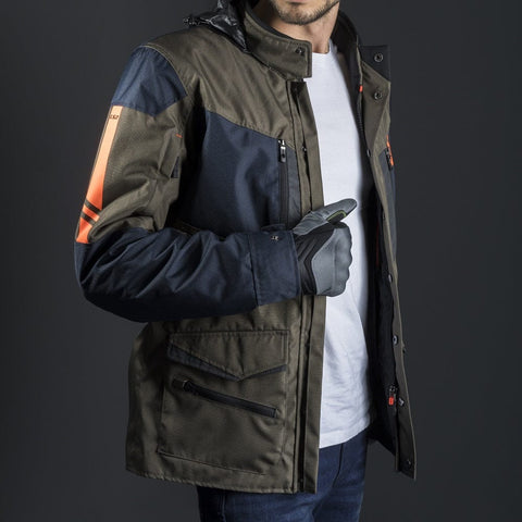 Vīriešu moto jaka LS2 Metropolis EVO haki / blue / fluor orange 2XL LS2 MOTOVEIKALS 21