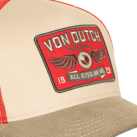 Von Dutch Semi-Curved Eye cap khaki/red VON DUTCH MOTOVEIKALS 21