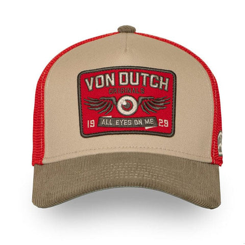 Von Dutch Semi-Curved Eye cap khaki/red VON DUTCH MOTOVEIKALS 21