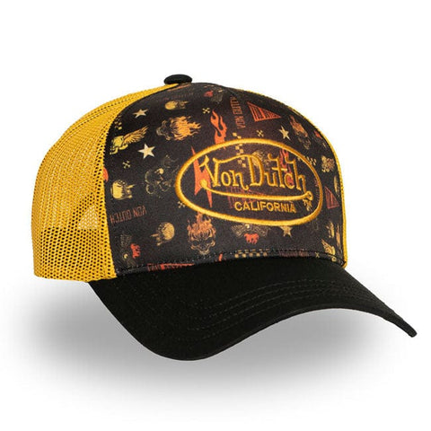 Von Dutch Subl Skull cap black/yellow VON DUTCH MOTOVEIKALS 21