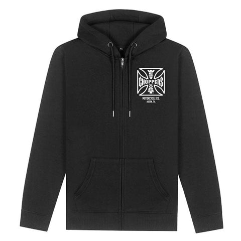 WCC ATX Cross zip hoodie black/white WEST COAST CHOPPERS MOTOVEIKALS 21